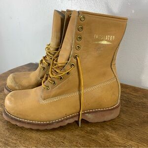 Rare made in Czechoslovakia vintage construction combat style  leather boots